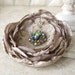 Faerie - Layered Flower Pin Brooch in Champagne Taupe and Aqua