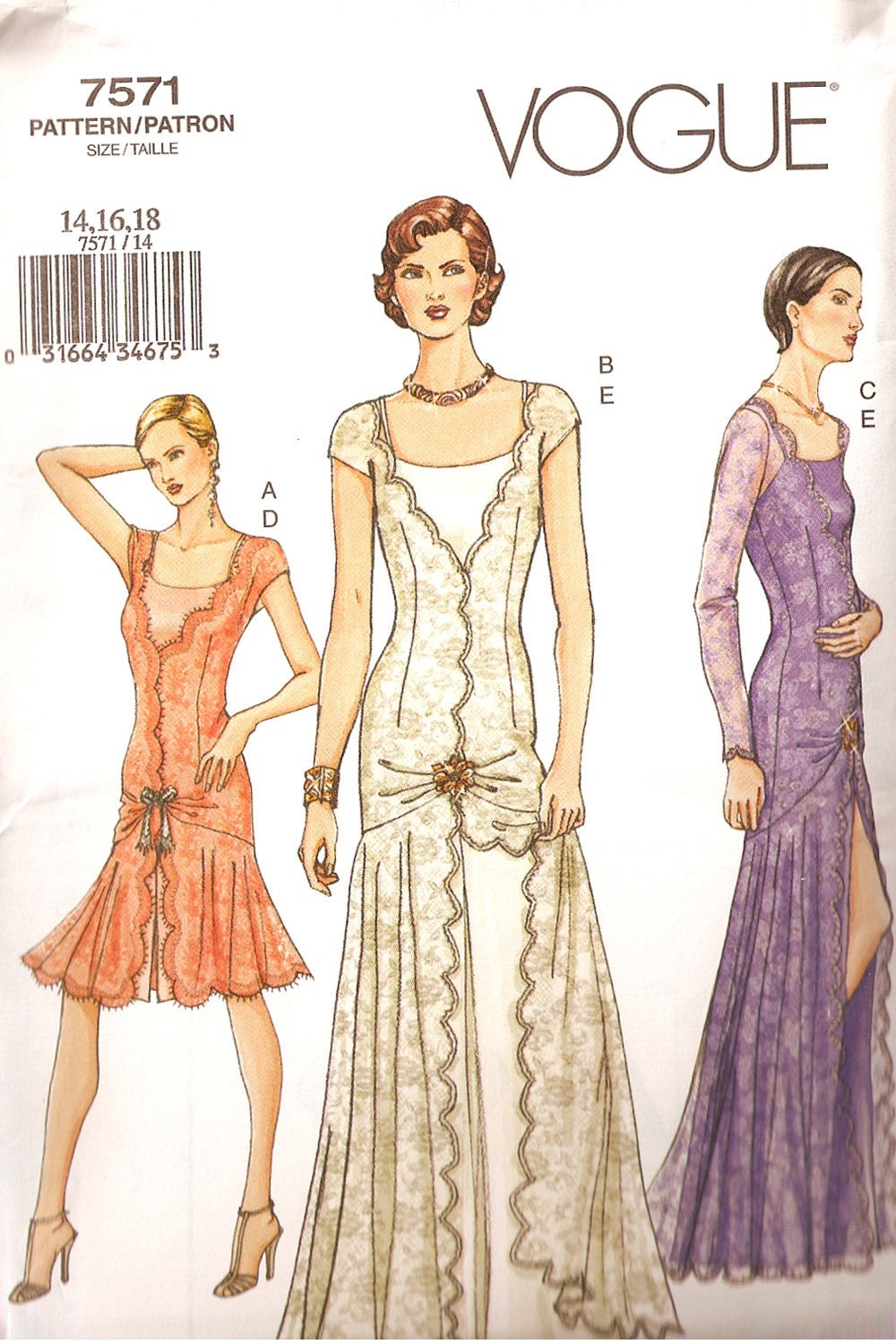 patterns free dress vogue dress Etsy 16 pattern by abeadles 14 7571 Vogue flapper 18 size on