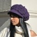 Women's Crochet Hat - Dark Aubergine Purple Newsboy Hat with Brim - Winter Accessories - Women's Accessories Purple Hat