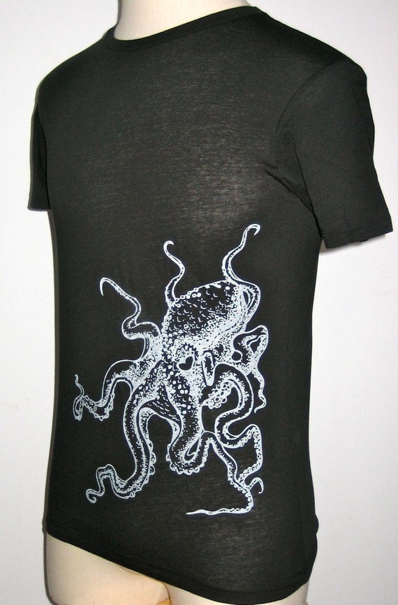 Items similar to Men's Black and Silver Octopus T-Shirt on Etsy