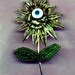 HANDMADE JEWELRY BROOCH...Eye Blossom....dramatic handmade brooch with a protective eye charm..good luck brooch.