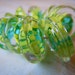Lampwork Glass Disc Beads in Melon Green with Aqua