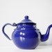 Vintage enamel teapot - bright cobalt blue enamel vintage tea pot - retro blue enamelware kettle from Yugoslavia