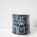 Small blue cup robot with love heart - porcelain tumbler handmade ceramic pottery gift for dad