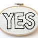 YES Hand Embroidered Wooden Frame Wall Plaque