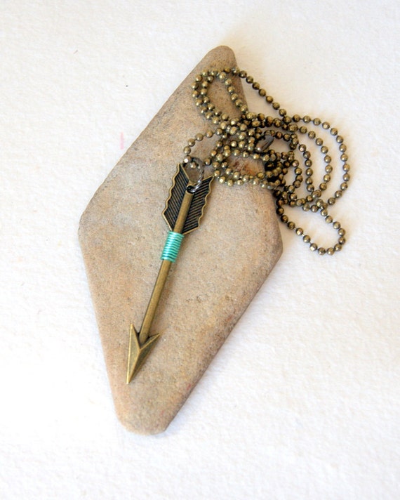 Vertical Arrow Necklace Arrow Necklace turquoise wire