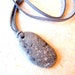Beach Stone Necklace - gray stone - gray suede cord - summer fashion - Handmade by BlackStar