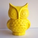 Owl Bank Vintage Design Lemon Yellow Retro Home Decor Ceramic Piggy Bank Owl Mod Figurine