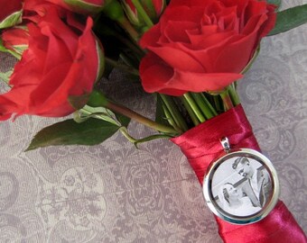 Wedding Bouquet Memory Locket- holds photos, charms, keepsakes