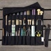 CUSTOM Knitting Needle Case or Art Tool Organizer with BLACK POCKETS for all sizes, circular, straight, dpn, or paint brushes