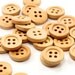 Light Natural Round Wood Button 15mm 4 holes - 30 pcs