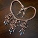 Copper Viking Knit Necklace With Blue Beads Handcrafted