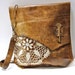 XL Boho Leather Messenger Bag with Crochet Doily and Antique Steamship Key - One Of A Kind