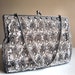 Vintage Silver Beads and Sequins Purse or Clutch - Shell or Leaf Pattern with Silver Rhinestone Clasp and Frame - Convertible Clutch
