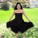 Vintage Black Lace Evening Dress - Strapless Sweetheart Neckline, Beaded Corset Style Top, Full Lace Layered Skirt