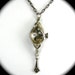 Gorgeous Art Deco Steampunk Necklace with 10K Gold Fill Case Exposed Gears with DIAMONDS in Silver Nouveau Motley