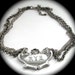 RYE Vintage LIQUOR LABEL necklace STERLING plated components BAROQUE SCROLL and SHELL Design