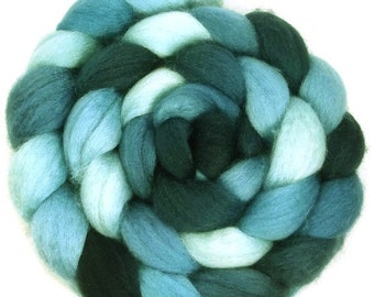 Handpainted BFL Wool Roving - 4 oz. SHADES of Turquoise - Spinning Fiber