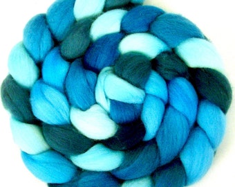 Handpainted Polwarth Wool Roving - 4 oz. SHADES of TURQUOISE- Spinning Fiber