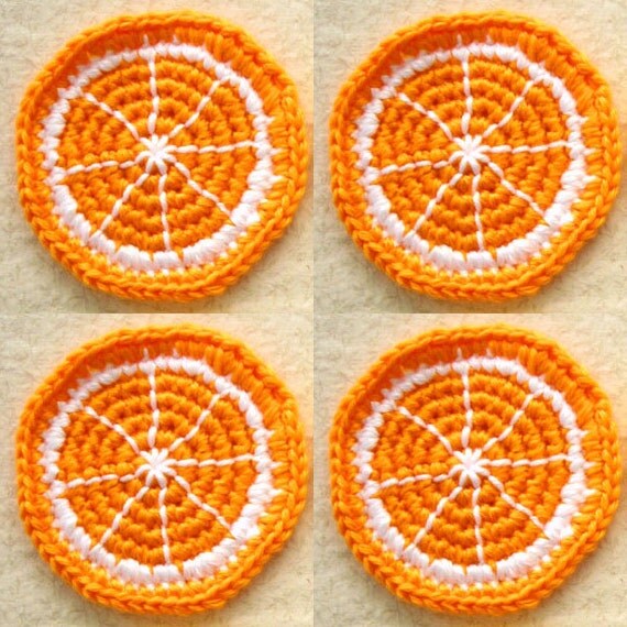 Items similar to Orange Slice Coasters Set of 4 Four Crocheted