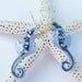 Seahorse Earrings Fun Hand Painted in Pearl Blue and Navy