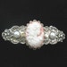 Hair Barrette Peach and White Cameo with Faux Pearl Accents