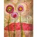 1 purple, 2 pink flowers (reproduction print)