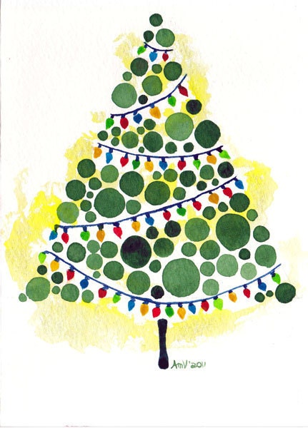 christmas lights original watercolour holiday card christmas lights original watercolour holiday card