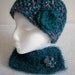 Teal Blue Soft Hat/Neckwarmer Set Crochet