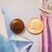 Vtg Chanel CC bronze dark coppery golden button signed rare