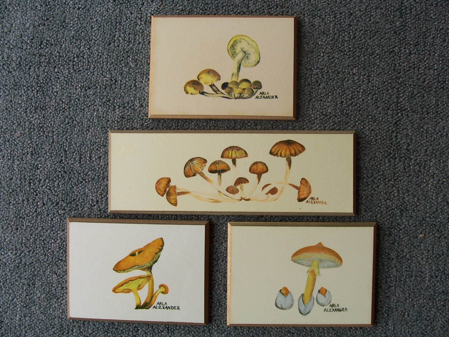 Four Vintage Mushroom Plaques from Morehead Kentucky