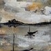 Fishing Boats in Cove, Original Acrylic Painting, Landscape, Sea, Boats, Hills, Trees, Sky, Winjimir, Fine Art, ACEO, Art Cards,