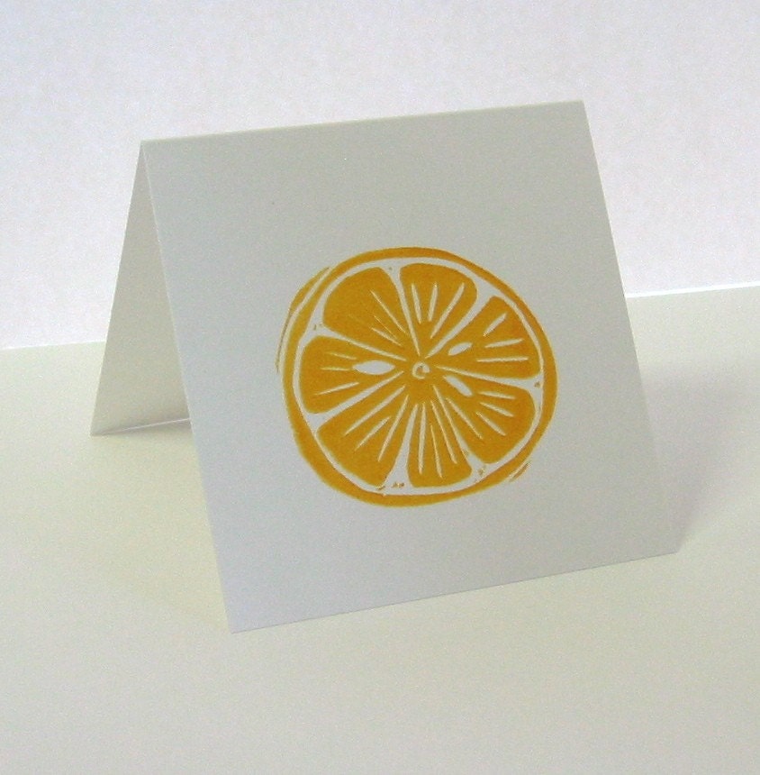 Block Print Lemon Gift Card by pinkbathtub on Etsy