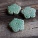 Trio of Green Flower Magnets - Handmade Pottery