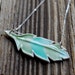 Green and Aqua Porcelain Feather Necklace - Handmade Pottery