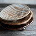 Set of Three Brown Glazed Wood Grain Pottery Trays - Faux Bois
