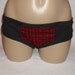 SALE Red Plaid and Black Knit Boycut Panties Large Handmade