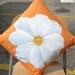 White Cosmos Flower on Orange 16 inch Pillow Cover Series F