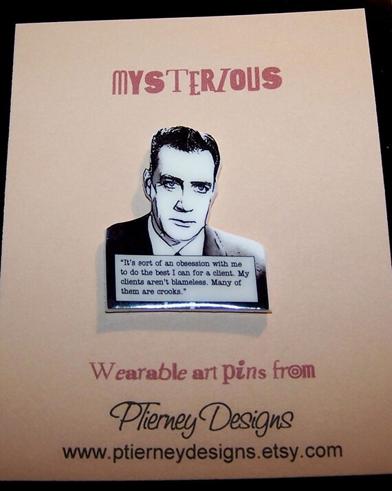 PERRY MASON Mystery Quote Pin No 2 by ptierneydesigns on Etsy