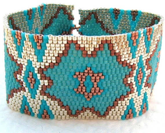 Items similar to Cactus Blossom Peyote Cuff Bracelet (2291) on Etsy