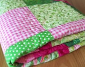 Pink and Green Patchwork Lap Quilt