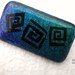 Dichroic Fused Glass Pin Blues and Aquas in Squared Spirals, Dichroic Jewelry, Dichroic Pin, Willow Glass, OOAK, SRAJD