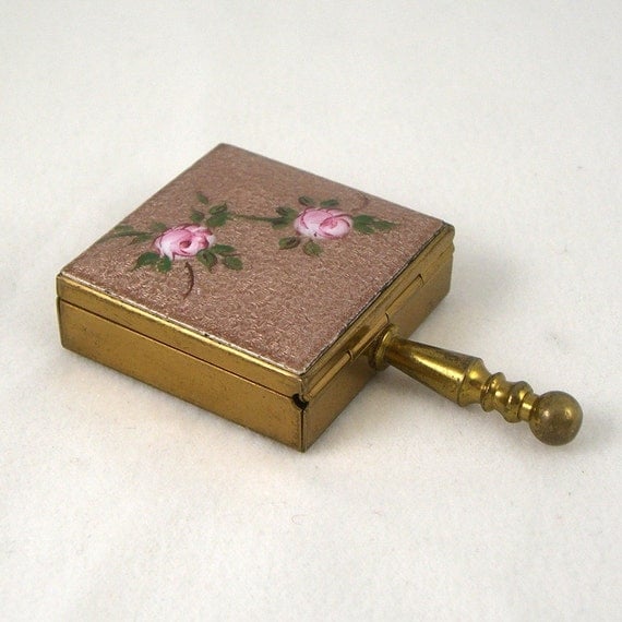 vintage enamel rose pill box