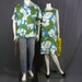 1970s Hawaiian barkcloth his and hers tiki wedding set NOS