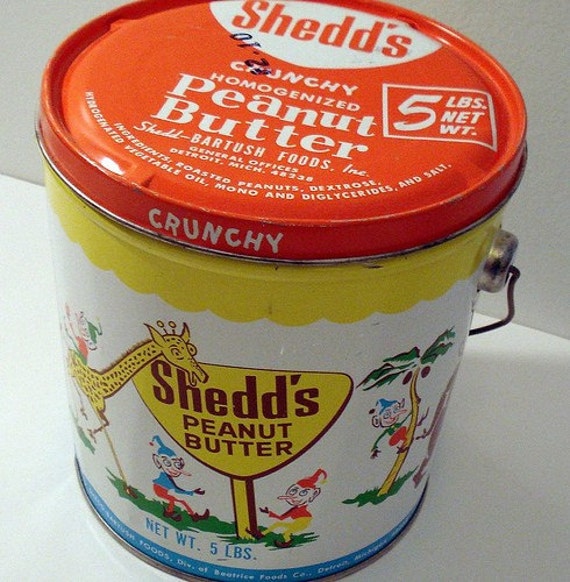 vintage Shedds peanut butter metal bucket