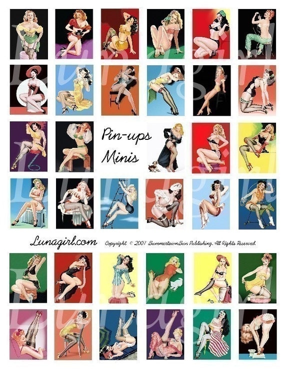 Pin Up Girls Digital Collage Sheet Retro Vintage Images Pinups