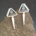 Silver Dangle Points Post Earrings with polymer Iridescent mosaic inlay