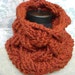 Rust Cable Cowl, Large Chunky Wool Neck Warmer, Dark Pumpkin Burnt Orange Scarflette
