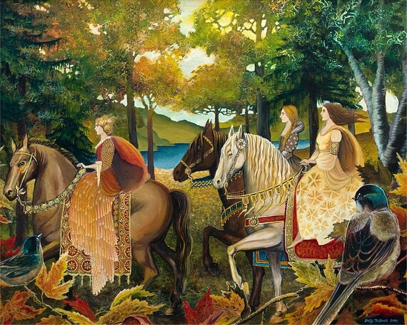 Autumn Riders Renaissance Goddess Art 8x10 Print by EmilyBalivet