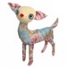 deer plush- cream yellow and aqua blue